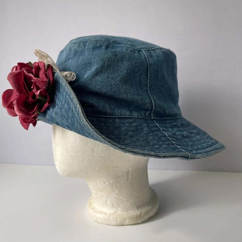 90s Blossom Bucket Hat in Denim Lace - Picture 10 of 10